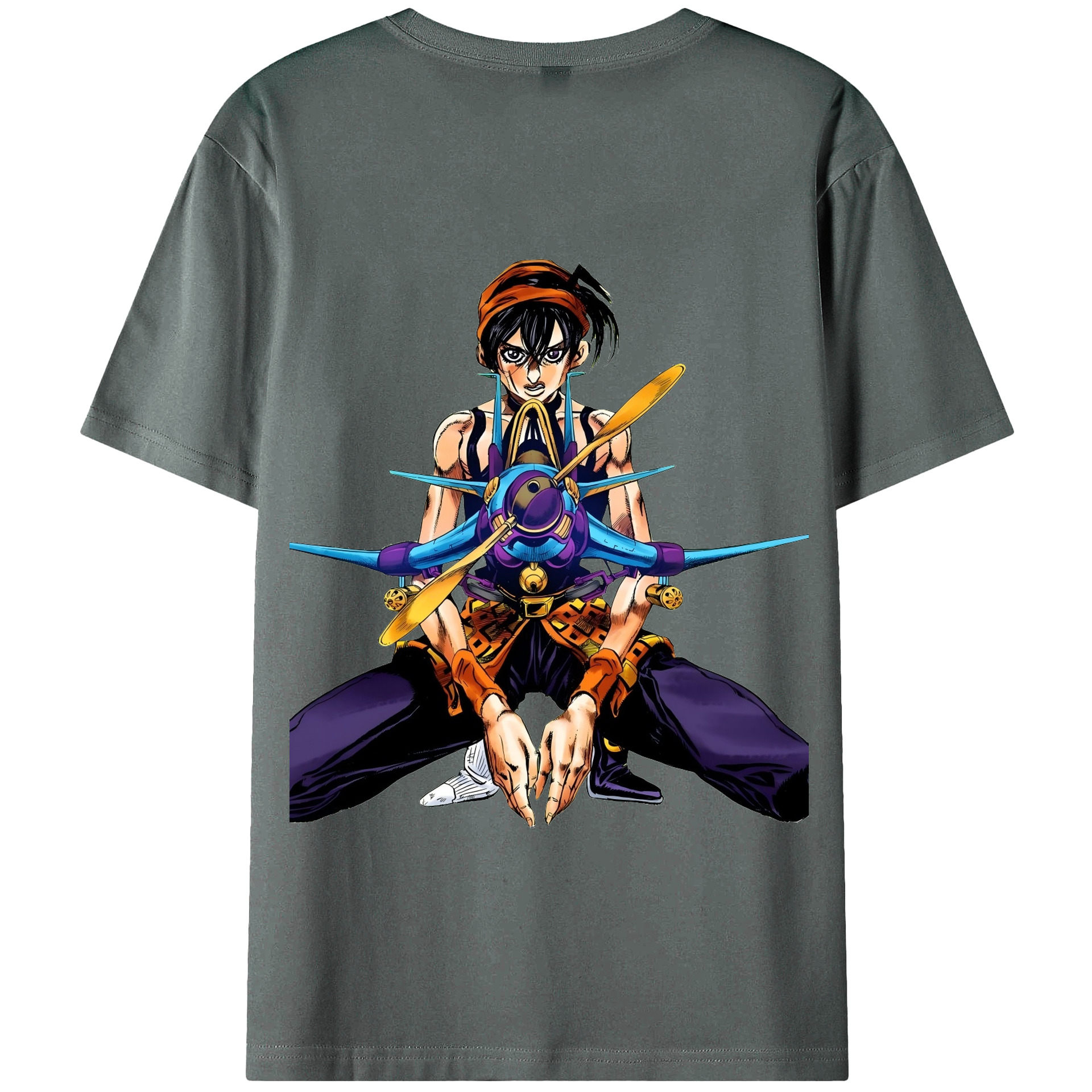 （画像用） ジョジョの奇妙な冒険 ナランチャ?ギルガ JoJo's Bizarre Adventure Narancia Ghirga 綿100％半袖Tシャツ（背面プリント）
